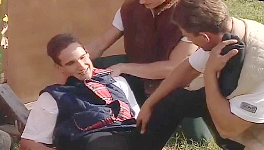 Hot Summer Threesome Outdoors — Martin Hubai, Serban Rada Make Him Jealous – 18+