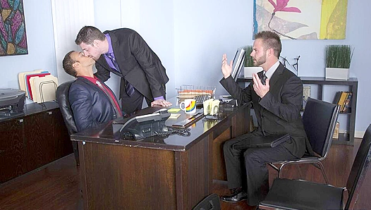 Rocco, Andrew Chris Fuel Hot Office Romance — Wild Gay Threesome Action