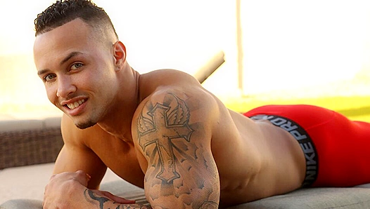 Amaris Steamy Shower Scene: Huge Beast Strokes His Massive Hard Cock – GayHoopla