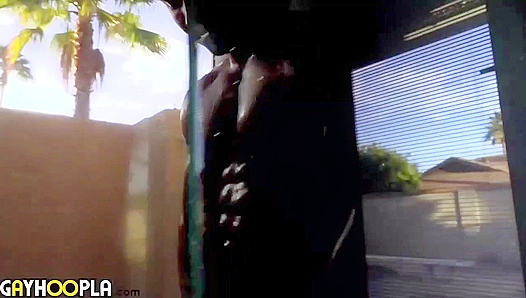 Amaris Steamy Shower Scene: Huge Beast Strokes His Massive Hard Cock – GayHoopla