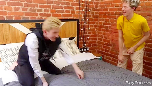 Blonde Twinks Ride Alpine Stud Abell Hard – Hot Gay Sex Action – 18+