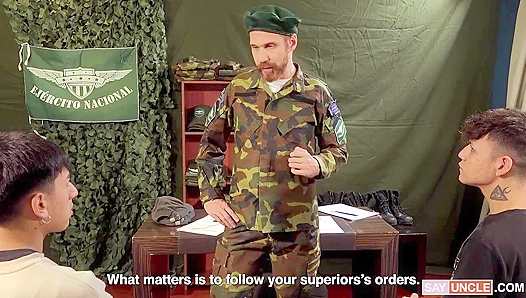 Young Recruits Seduce Their Hunky Commander – Rene Leonel for MilitaryDick