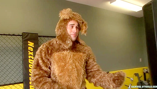 Samuel OToole Tears Open His Bear Suit, JERKS OFF Massive Erect Cock – 18+