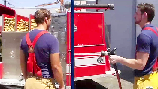 Hot Firemen Collide: Rocco Reed vs Colby Jansen – Blazing Blowjob Showdown – GayPornHeat