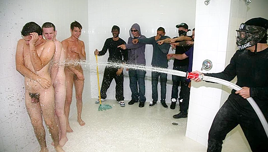 First-Time Shower Scene: Hard Initiation Under the Sprinkler – GayHaze 18+