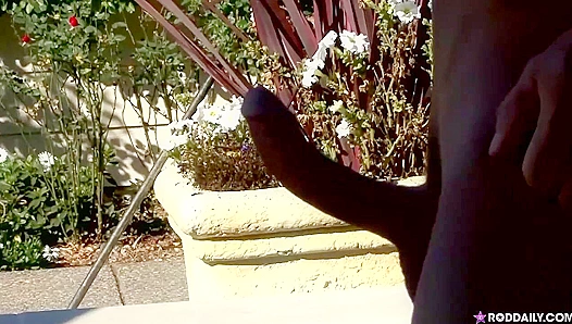 Rod Daily Flaunts His Rigid Curved Cock Outdoors – Hot Behind-the-Scenes Action – 18+