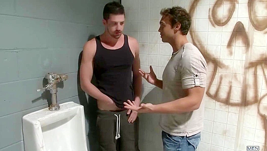 Rocco Reed Pins Andrew Stark in Hot Bathroom Stall Hookup – Steamy Action