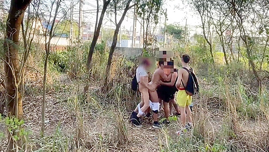 Rough Ride in the Woods: Security Guard Takes On Wild Gang Bang – GayPornNature 18+