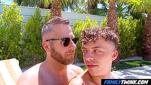 Steamy Encounter: Curious Stepson Meets Horny Stepdad by the Pool – 18+ Gay Fun