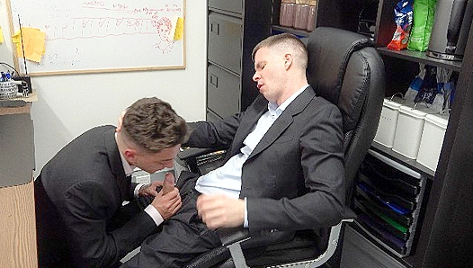 Smooth-Suited Stud Takes Hard Dick Swallows Load – Steamy Gay Office Fuck 18+