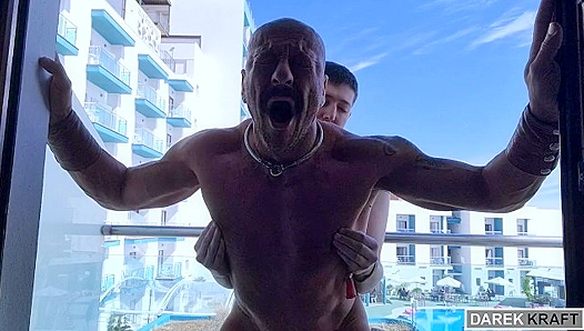 Balcony Dom Gets Hardcore Action Outdoors — Daring Naked Gay Encounter