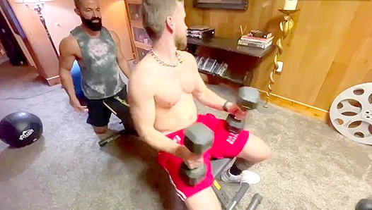 Sweat-Slicked Squats Till He Blows Load – Gay Gym Glory Hole Action 18+