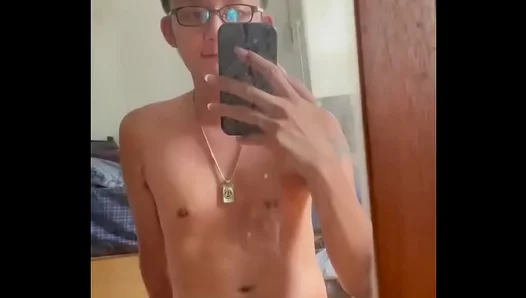 Slender Asian Boy JERKS OFF While Admiring His Sexy Reflection – Hot Solo Action 18+
