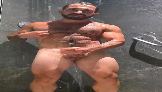 Soaking Wet Slick: Big Bear Lathers His Thick Ass in Steamy Shower Solo – Hot Gay Porn