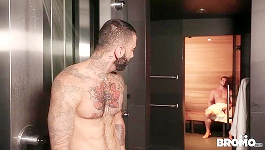 Skin-on-Skin Fire: Hairy Giants Jaxton Wheeler Rikk York Steam Up the Sauna – GayPornHeat