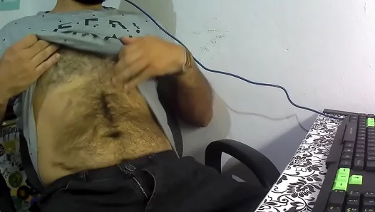 Caught Mid-Stroke: Horny Latino Dude Jizzes Hard at Work – Amateur Solo Action