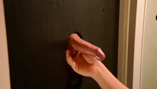 Licking Devouring Thick Cock Through a Glory Hole — Full Ride Experience – 18+