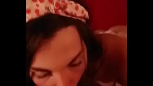 Rebeka Curls Takes Huge Cock Down Her Throat in Hot Shemale Blowjob – 18+