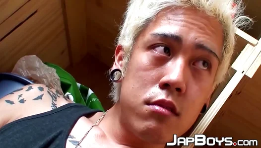 Blond Japanese Twink 18+ Takes It Deep JERKS OFF HARD – Full Solo Ride