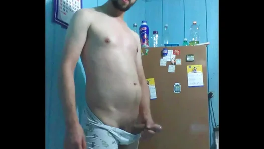 Hard Muscle Stud JERKS OFF in the Kitchen – Steamy Gay Solo Session
