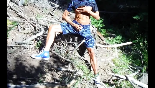 Bareback Masturbation Under the Stars: Hot Naked Guys Jerk Off Outdoors – 18+