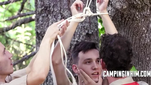 Rough Outdoor Thrust: Campus Bulls Claim Him in Wild Triple Penetration – 18+