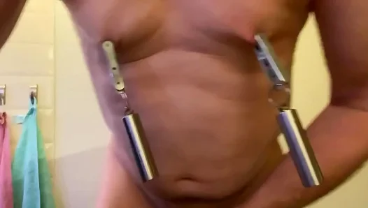 Nipple Clamp Madness: Rough Solo Session Turns Intensely Horny – GayPornX 18+