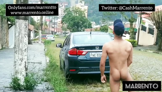 Marrentos Outdoor Flash: Big Cock Reveal in Public Street Tease – GayPorn 18+