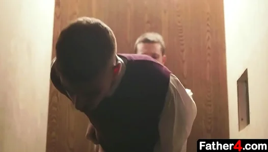 Teen Temptation: Catholic Boy Sins Hard With Best Friend In Confession Booth – 18+