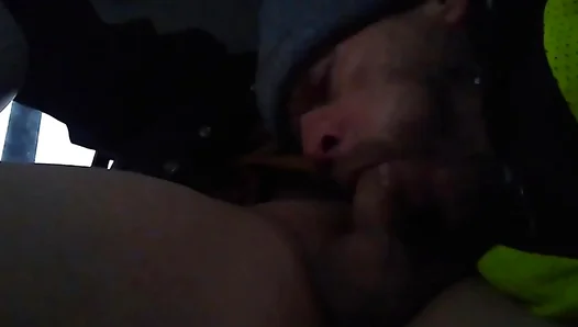 Moans Loud as StepDad Gets Off on Morning Blowjob in Car – Amateur Gay Fun