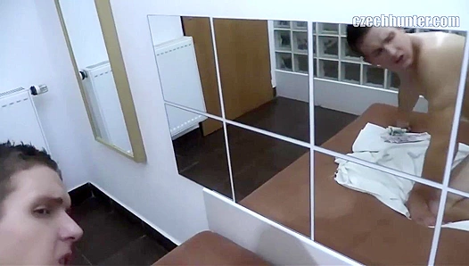 Moans Echo as He Takes Rough Side Bang Facing the Mirror – XXX Gay