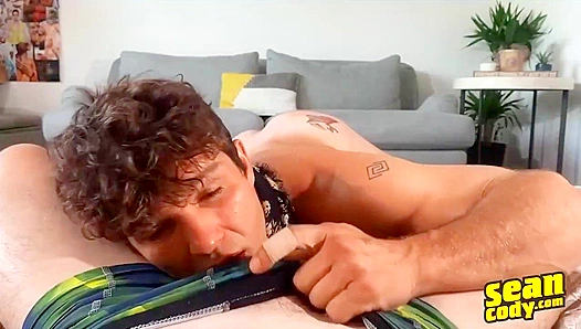 Curly Brunette Takes Charge: POV Blowjob Rough Ass Ride – Sean Cody Debut