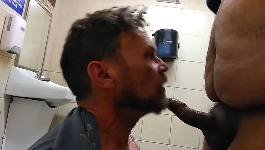 Chubby Colleague Surprises Him with Hot Blowjob Swallows Load in Locker Room –