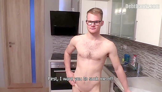Geeky Twink Pays Off Debts With Blowjob From Dominant Lender – GayTwinks 18+
