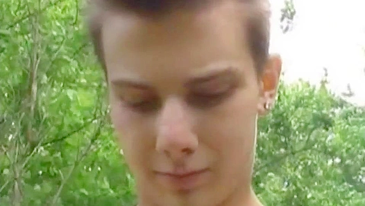 Outdoors Heat: Hunry Brunette JERKS OFF Honzeks Rock-Hard COCK — BoyzParty