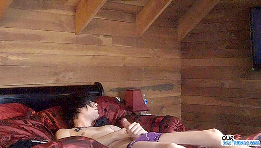 Emo Cutie Jizzes Solo on Bed, Flashing His Thick Hardcock – OurBoyFriends