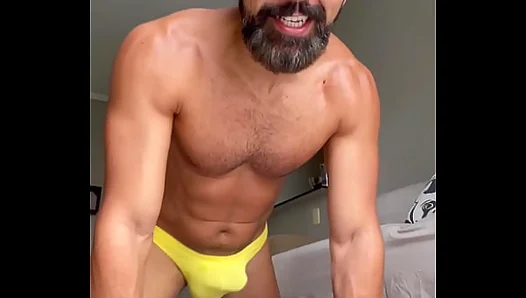 Hard Gains Hot Perspiration: Yellow Thong Reveal After Intense Pump – Gay Gym 18+