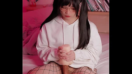 Femboy in Fishnets Jerks Off with Ultra-Realistic Sleeve – 18+ Erotic Fun
