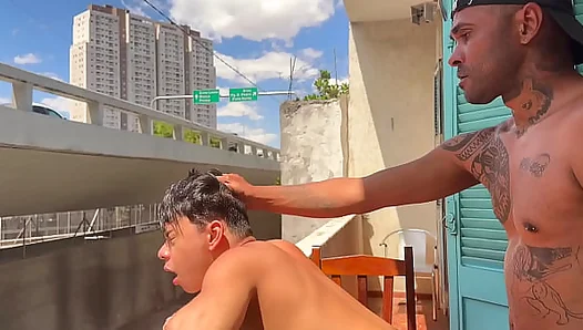 Hard Risky Balcony Fuck With Voyeurs Nearby – Steaming Gay Tryst 18+