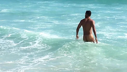 Sun-Kissed Temptation: Nude Guys Flirt Frolic by the Rivers Edge – 18+
