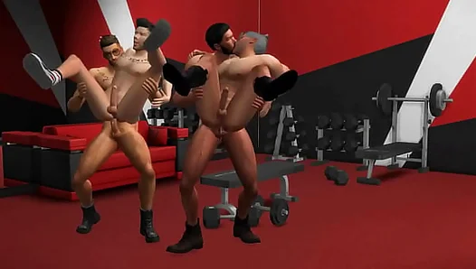 Hunky Sims Go Wild: Buff Twinks Fuck Hard in Hot Gym Threesome – XXX