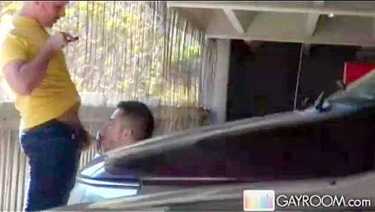 Starving Stud Feasts on Thick Cock in Shadowy Parking Garage – GayXXX